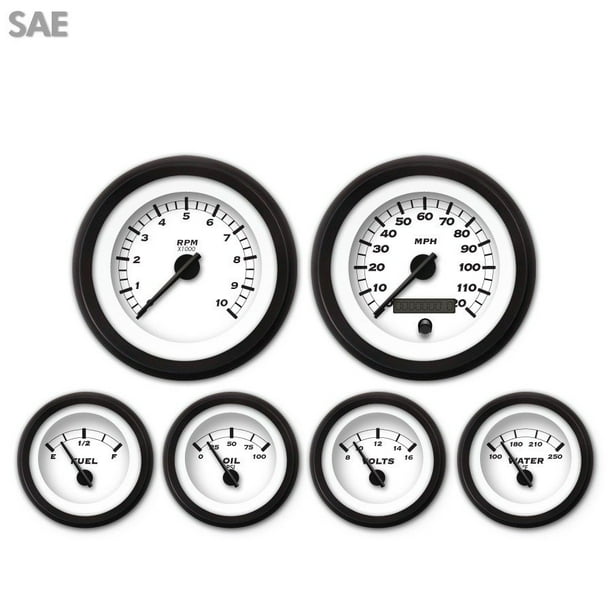 Black Modern Needles, Black Trim Rings, Style Kit Installed Aurora Instruments 2293 Classic SAE 6-Gauge Set Black Modern Needles, Black Trim Rings, Style Kit Installed Aurora Instruments 2293 Classic SAE 6-Gauge Set